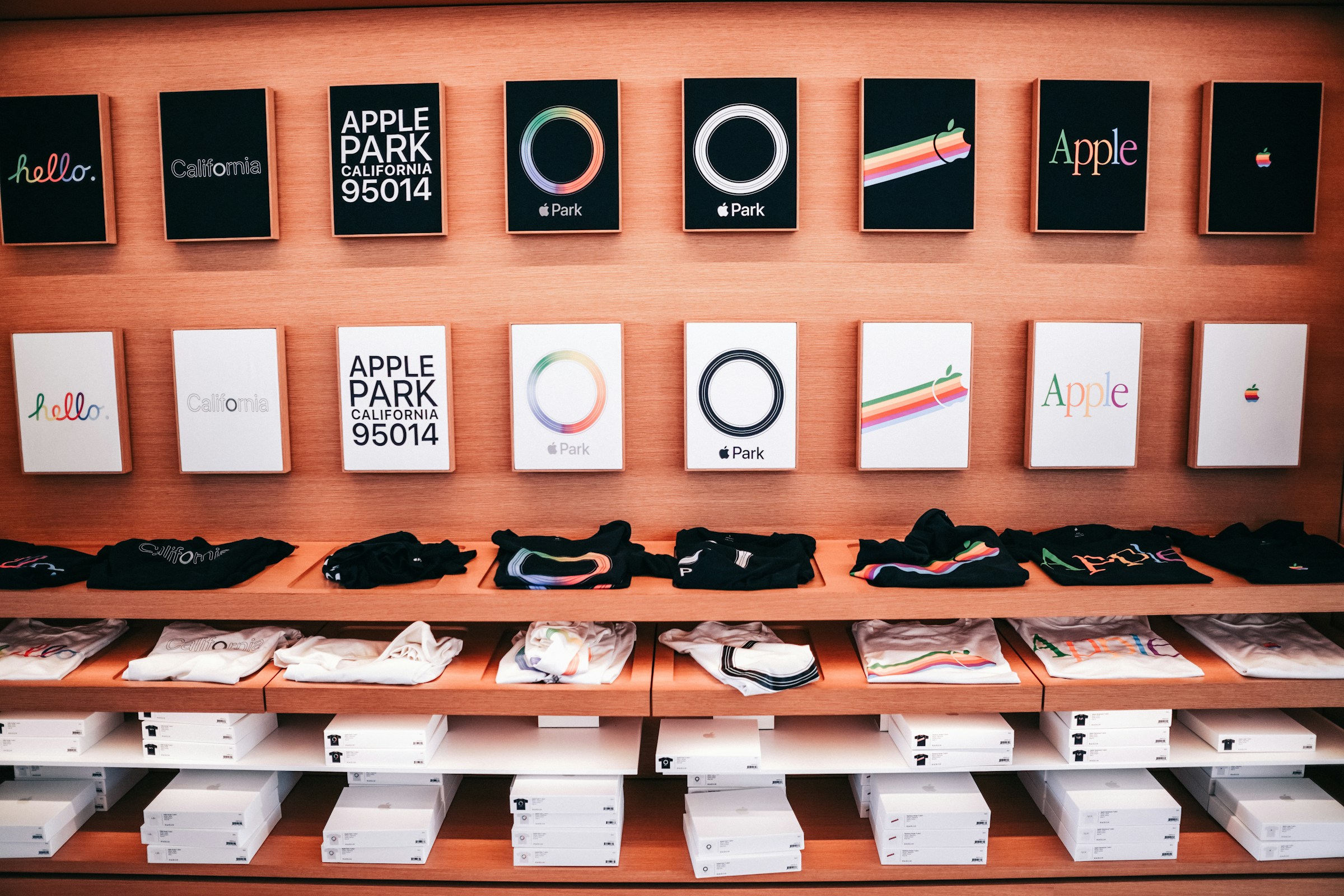 Custom t-shirt display with branding