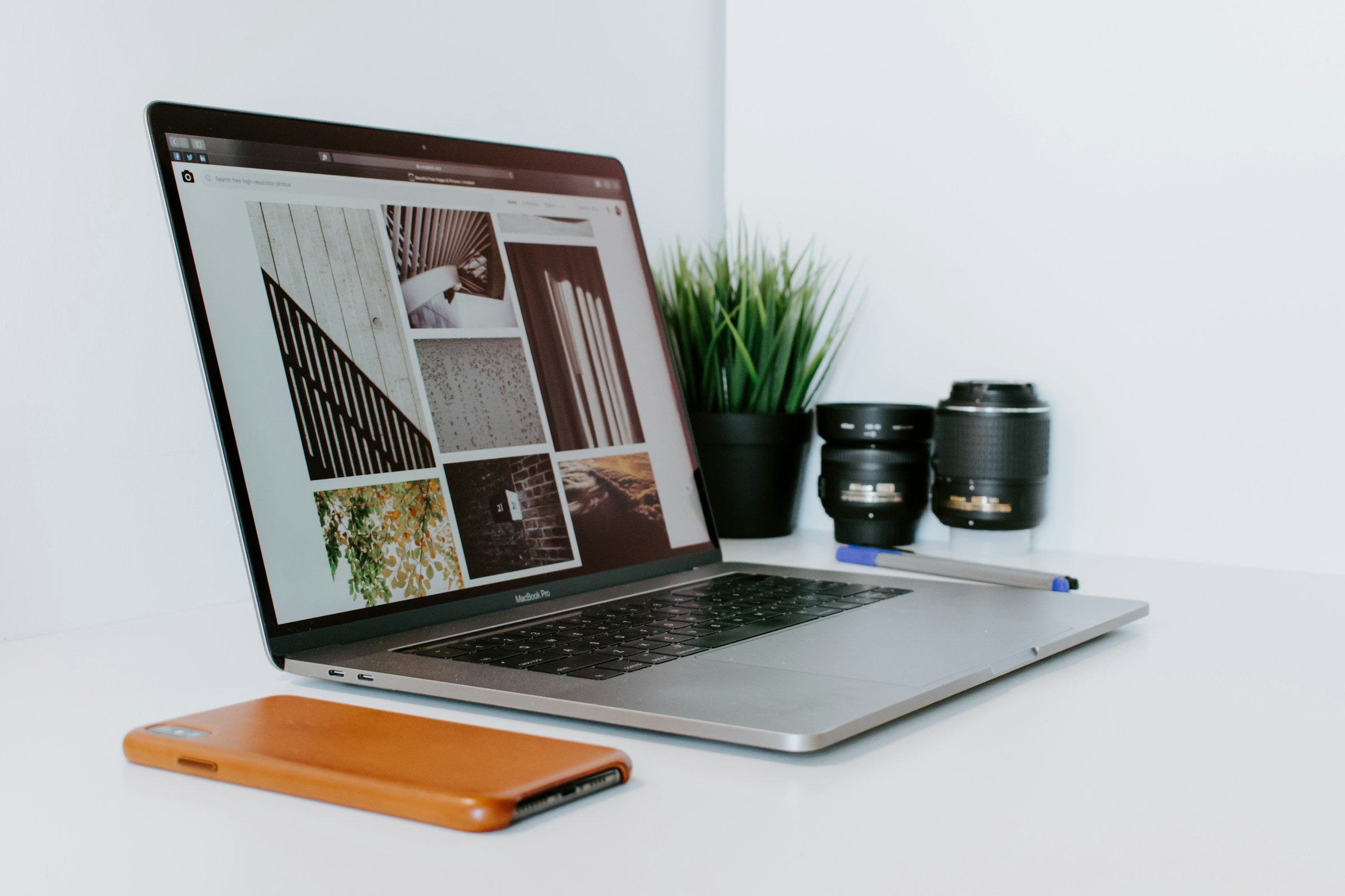 Laptop with photography portfolio open
