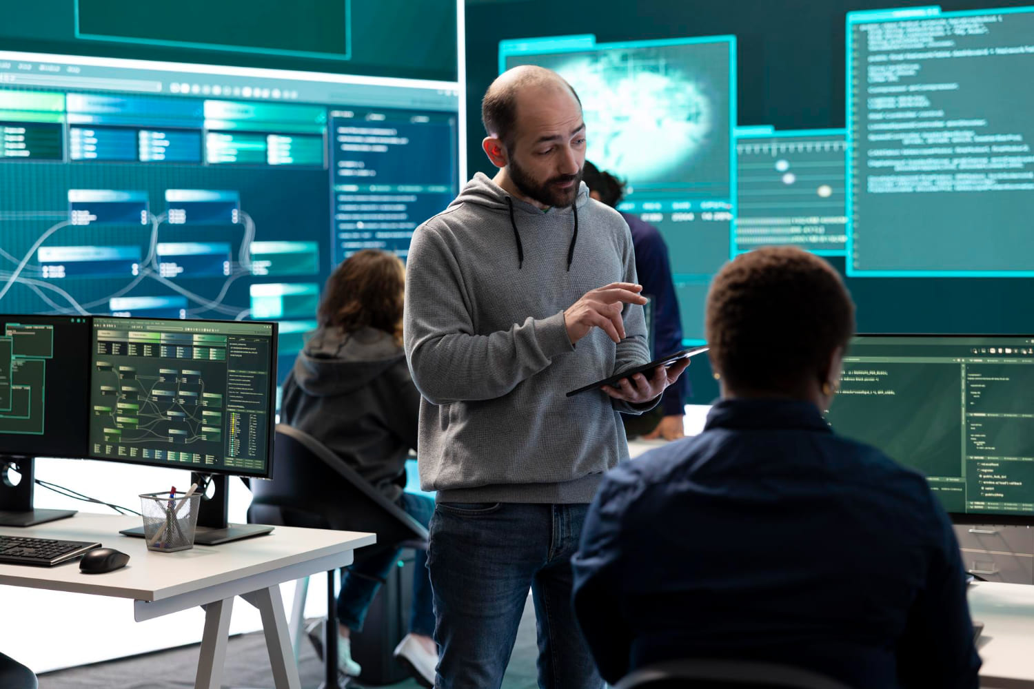 cybersecurity team conducting cyber surveillance