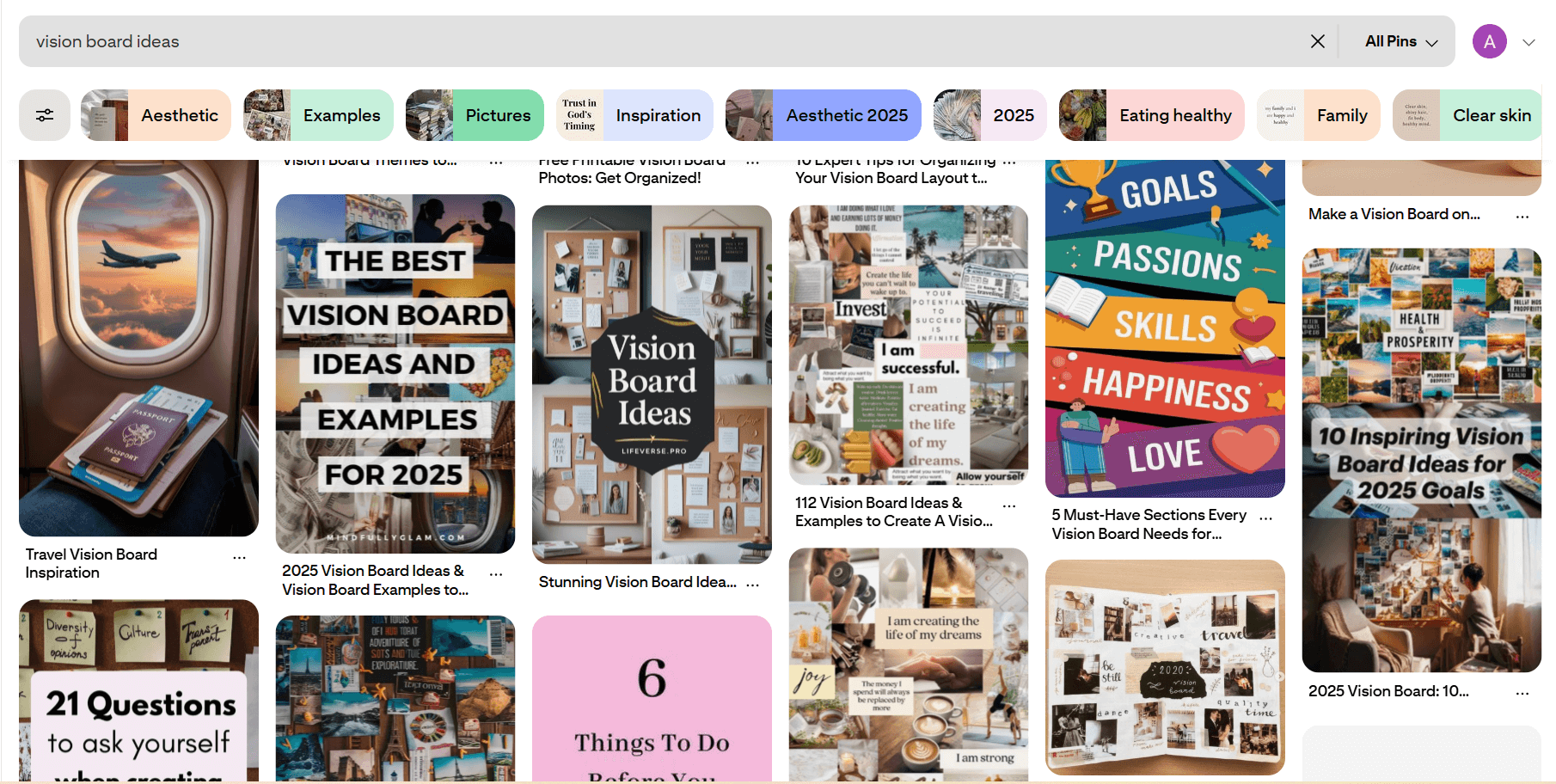 Visual Board Ideas from Pinterest