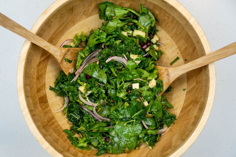 Fresh kale and spinach salad