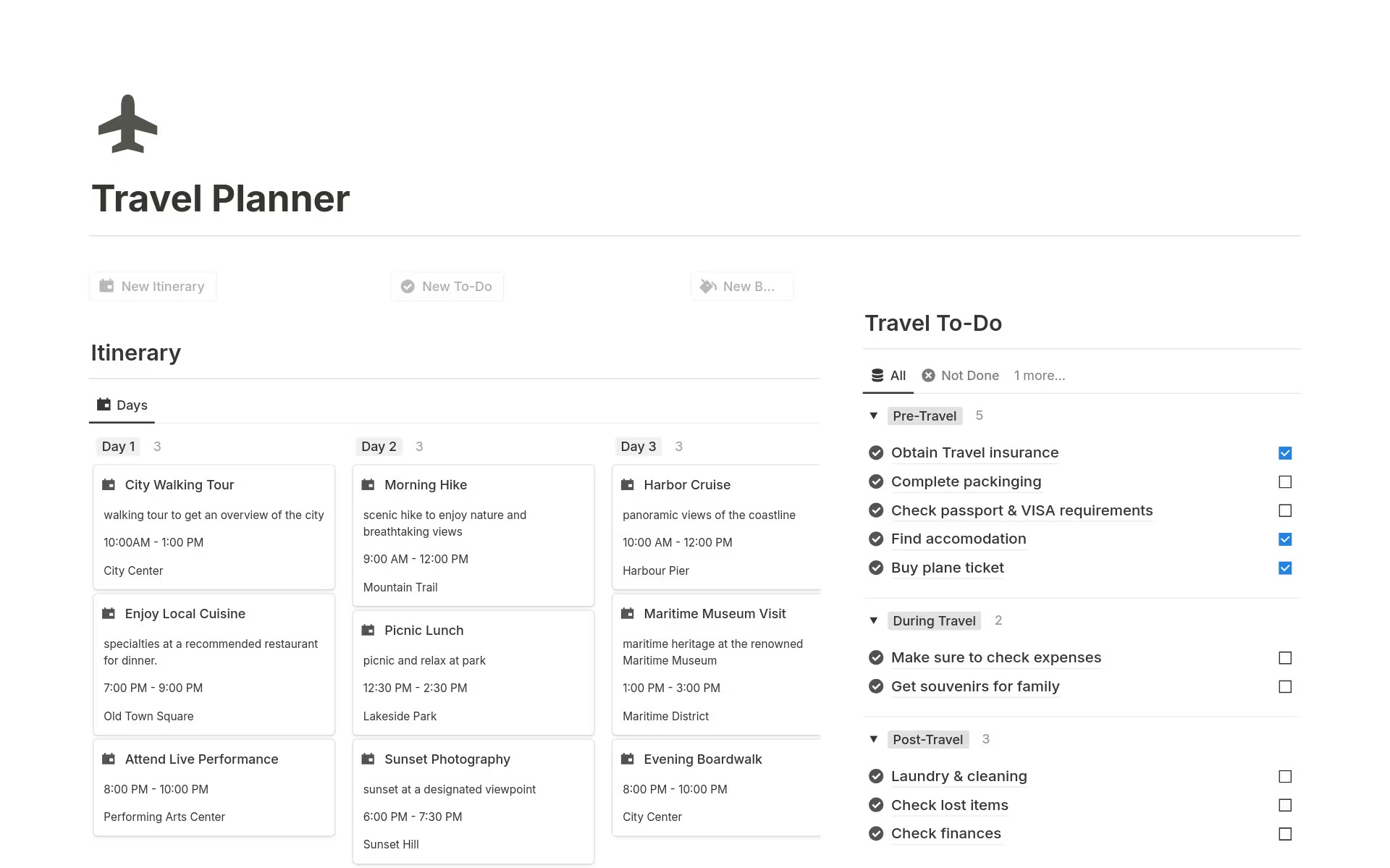 Travel Itinerary